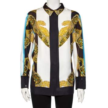 Pre Owned Hermes Multicolor Sous L'egide de Mars Reyures Printed Silk Shirt L