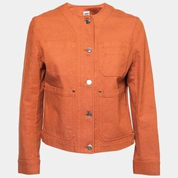 مملوكة مسبقًا Hermes Orange Stretch Denim Jacket M