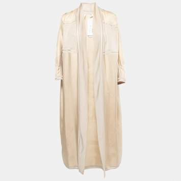 Pre Owned Hermes Gold Jacquard Silk Kaftan Inspired Open Cardigan M