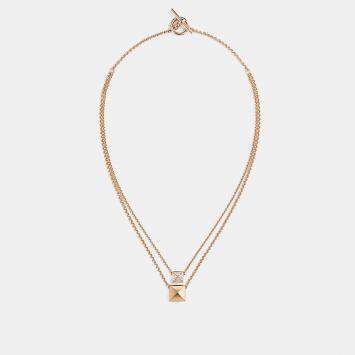 Pre Owned Hermes Clou d'H Pendant 38 Rose Gold Necklace