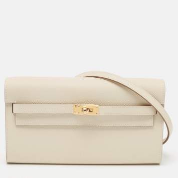 Pre Owned Hermès Craie Epsom Leather Kelly To Go Wallet