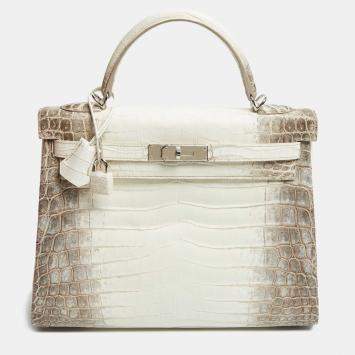 Hermès Blanc Crocodile Niloticus Himalaya Palladium Finish Kelly Retourne 32 Bag