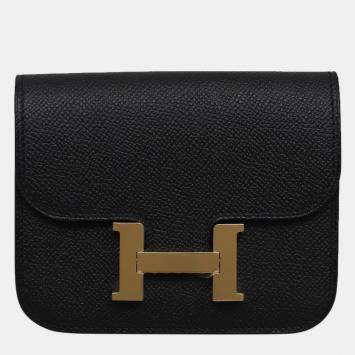 Hermes Black Epsom Leather Constance Slim Wallet