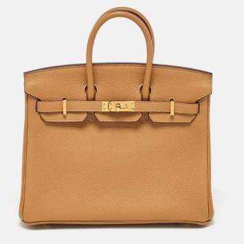 Pre Owned Hermes Biscuit Togo Leather Gold Finish Birkin 25 Bag