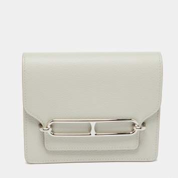 Pre Owned Hermes Evercolor Gris Perle Leather Roulis Slim Wallet
