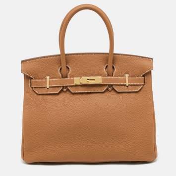 Pre Owned Hermès Gold Togo Leather Gold Finish Birkin 30 Bag