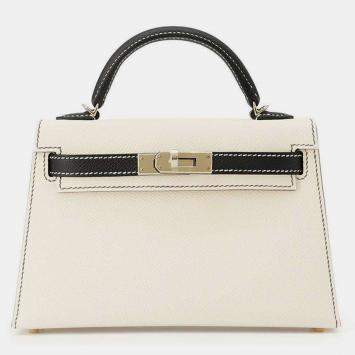 Hermes Black/Craie Epsom Mini Kelly Do