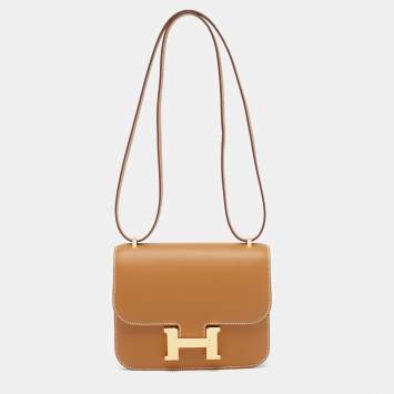 Pre Owned Hermès Gold Epsom Leather Gold Finish Constance 18 Mini Bag