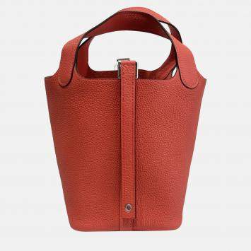 Hermes Red Leather Picotin Lock Bag