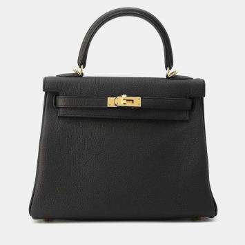 Pre Owned Hermes Black Togo Leather 25 Kelly Bag