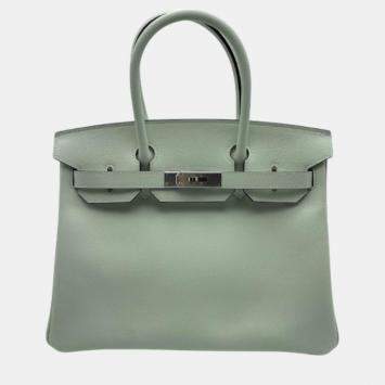 Pre Owned Hermes Vert Fizz Veau Epsom Leather Birkin 30 Bag