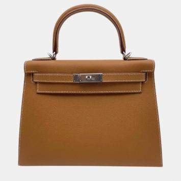 Pre Owned Hermes Gold Epsom Leather Kelly 28 Bag