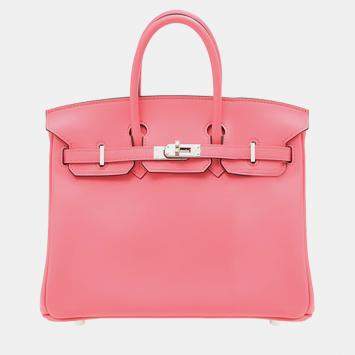 Pre Owned Hermes Rose Azalee Swift Leather Birkin 25 Bag