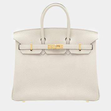 Hermes Craie Togo Leather Birkin 25 Bag