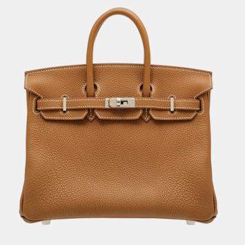 Pre Owned Hermes Gold Togo Leather Birkin 25 Bag