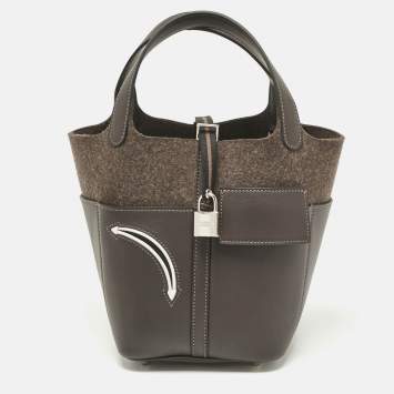 Hermès Ebene Swift Leather and Feutre Picotin Lock 18 Go Team Bag