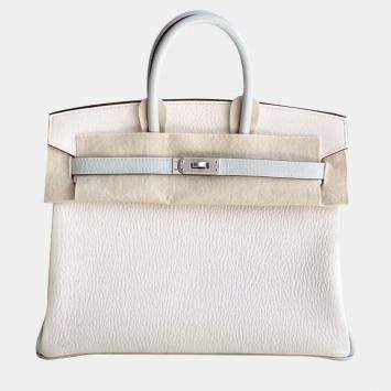 Hermes Ivory Lambskin Leather Birkin 25 Bag