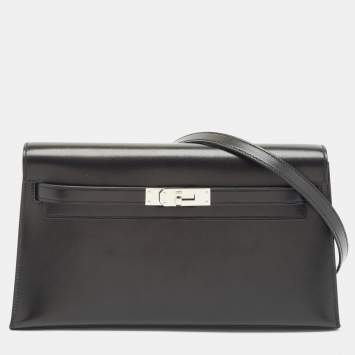 Hermès Noir Box Leather Palladium Finish Kelly Elan Bag