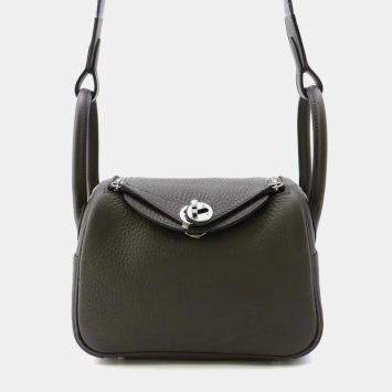Hermes Dark Bronze Taurillon Clemence Leather Lindy Mini Shoulder Bag