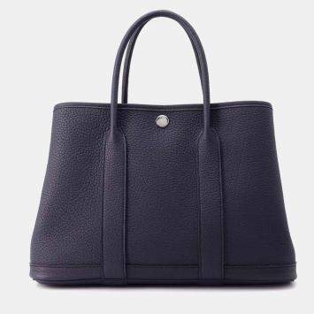 Hermes Blue Indigo Negonda Leather Garden Party TPM Tote Bag