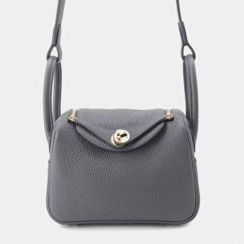 Hermes Ardoise Taurillon Clemence Lindy II Mini Handbag