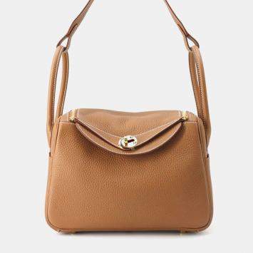 Hermes Gold Taurillon Clemence Lindy 26 Shoulder Bag