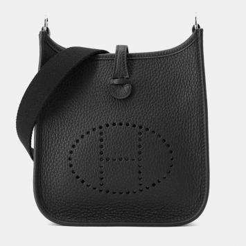 Hermes Black Taurillon Clemence TPM Evelyne 16 Shoulder Bag