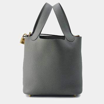 Hermes Gris Meyer Taurillon Clemence Picotin Lock Bag 18