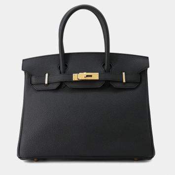 Hermes Birkin 30 Black Togo Leather Top Handle Bag