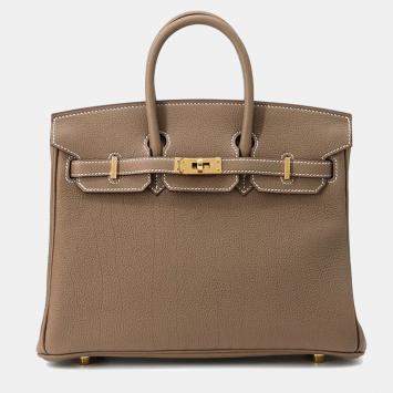 Hermes Birkin 25 Etoupe Togo Leather Top Handle Bag