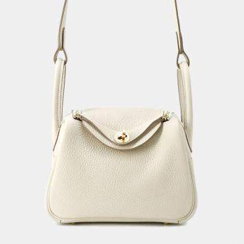 Hermes Lindy Mini Craie Taurillon Clemence Leather Shoulder Bag