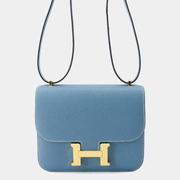 Hermes Constance Mini Blue Jean Epsom Leather Crossbody Bag