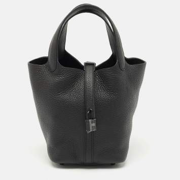 Pre Owned Hermès Noir Togo Leather Picotin Lock 18 Bag