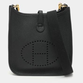 Hermès Noir Taurillon Clemence Leather Evelyne TPM Bag