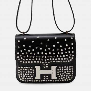 Hermes Constance III Mini Sac Miroir Cloute Limited Edition Black Box Calf Studded 