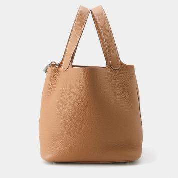 Pre Owned Hermes Picotin Lock 22 Gold Taurillon Clemence Tote Bag