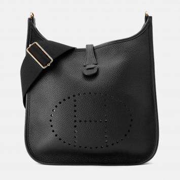 Hermes Evelyne 3 PM Black Taurillon Clemence Bag