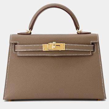Pre Owned Hermes Mini Kelly II Etoupe Epsom Handbag