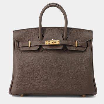 Pre Owned Hermes Birkin 25 Ecorce Togo Leather Tote Bag