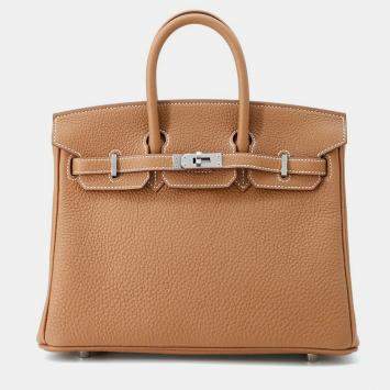 Pre Owned Hermes Birkin 25 Gold Togo Leather Tote Bag