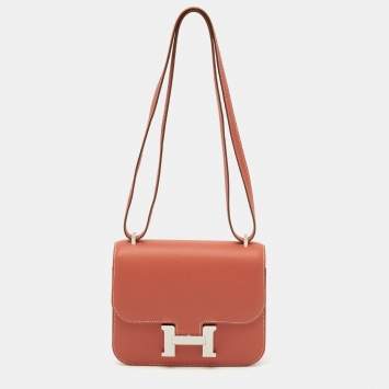 Hermes Sanguine Swift Leather Palladium Finish Constance 18 Mini Bag