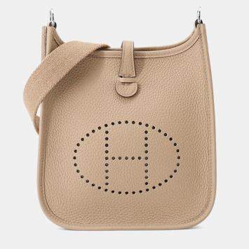 Pre Owned Hermes Evelyne TPM 16 Beige Marfa Taurillon Clemence Leather Shoulder Bag