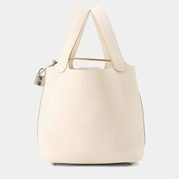 Pre Owned Hermes Picotin Lock 18 Craie Taurillon Clemence Bag
