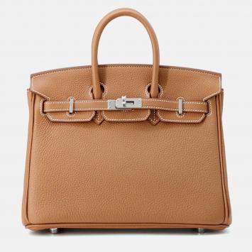 Pre Owned Hermes Birkin 25 Gold Togo Leather Tote Bag
