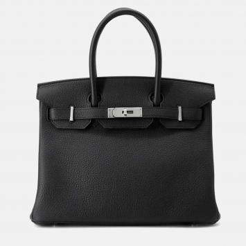 Pre Owned Hermes Birkin 30 Black Togo Leather Handbag
