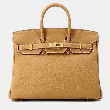مملوكة مسبقًا Hermes Birkin 25 Natural Sable Togo Leather Handbag