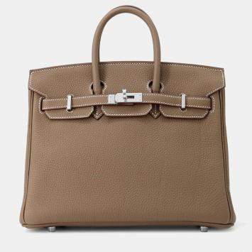 Pre Owned Hermes Birkin 25 Etoupe Togo Leather Handbag