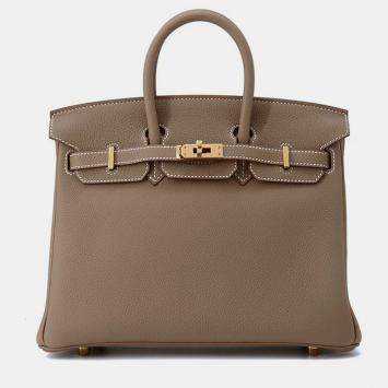 Pre Owned Hermes Birkin Verso Etoupe/Marron Fonce Togo Leather Size 25