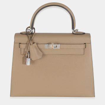 Pre Owned Hermes  Sellier Kelly 25 Poussiere Epsom Bag