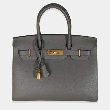 Pre Owned Hermes Sellier Birkin 30 Gris Meyer Epsom Bag 